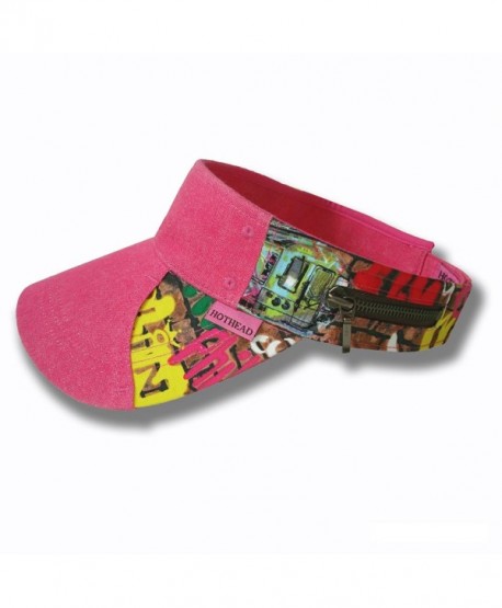 Hothead Wide Brim Sun Visor Hat in Graffiti with Pink Denim